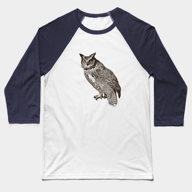 Owl Art Baseball T-Shirt by penandinkdesign@hotmail.com